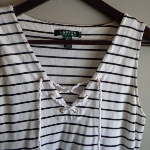 LAUREN RALPH LAUREN Sleeveless Striped Dress PXS Nautical Ties - Picture 5 of 10